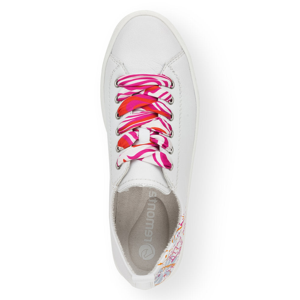 REMONTE - D0900-82- FLAT FASHION LACED SHOE - WHITE MULTI