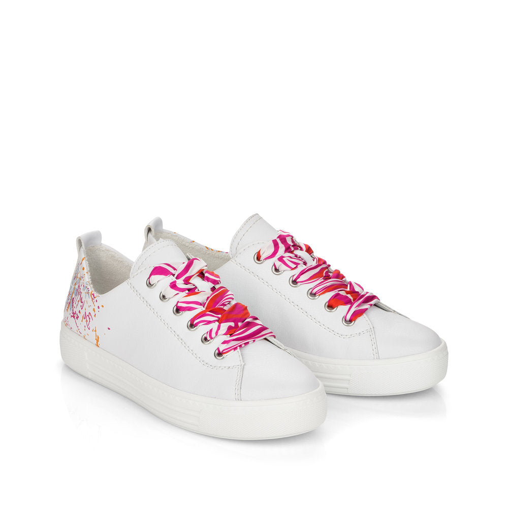 REMONTE - D0900-82- FLAT FASHION LACED SHOE - WHITE MULTI