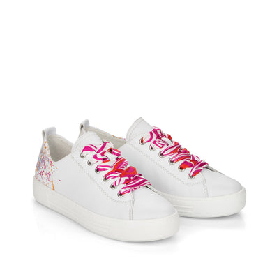 REMONTE - D0900-82- FLAT FASHION LACED SHOE - WHITE MULTI