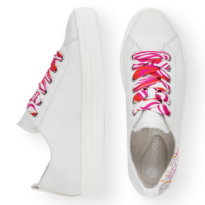 REMONTE - D0900-82- FLAT FASHION LACED SHOE - WHITE MULTI