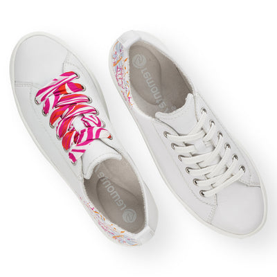 REMONTE - D0900-82- FLAT FASHION LACED SHOE - WHITE MULTI