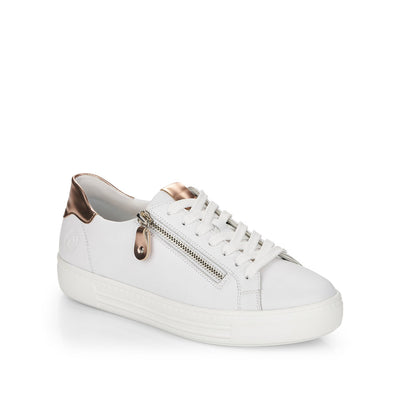 REMONTE - D0903-81 FLAT ZIP/LACE FASHION SHOE - WHITE