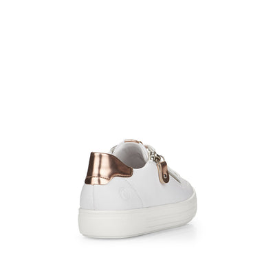 REMONTE - D0903-81 FLAT ZIP/LACE FASHION SHOE - WHITE
