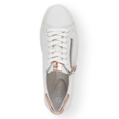 REMONTE - D0903-81 FLAT ZIP/LACE FASHION SHOE - WHITE