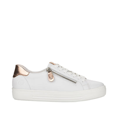 REMONTE - D0903-81 FLAT ZIP/LACE FASHION SHOE - WHITE