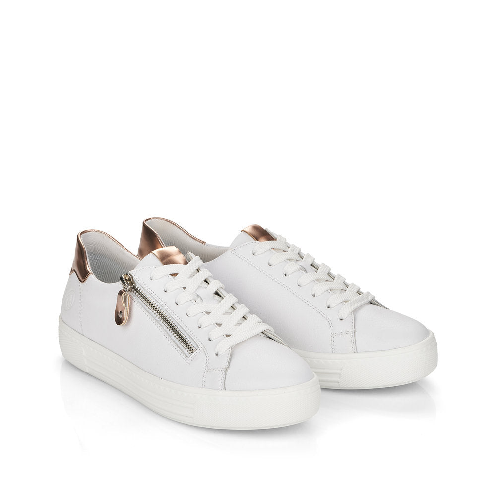 REMONTE - D0903-81 FLAT ZIP/LACE FASHION SHOE - WHITE