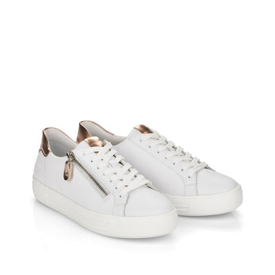 REMONTE - D0903-81 FLAT ZIP/LACE FASHION SHOE - WHITE