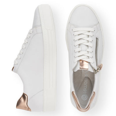 REMONTE - D0903-81 FLAT ZIP/LACE FASHION SHOE - WHITE