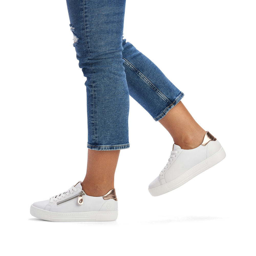 REMONTE - D0903-81 FLAT ZIP/LACE FASHION SHOE - WHITE
