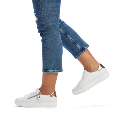 REMONTE - D0903-81 FLAT ZIP/LACE FASHION SHOE - WHITE