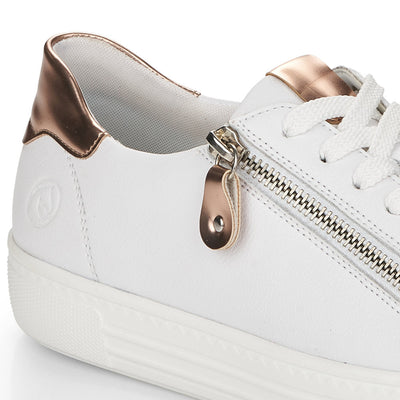 REMONTE - D0903-81 FLAT ZIP/LACE FASHION SHOE - WHITE