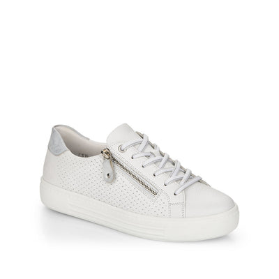 REMONTE D0916-80 - FLAT LACED/ZIP FASHION SHOE - WHITE