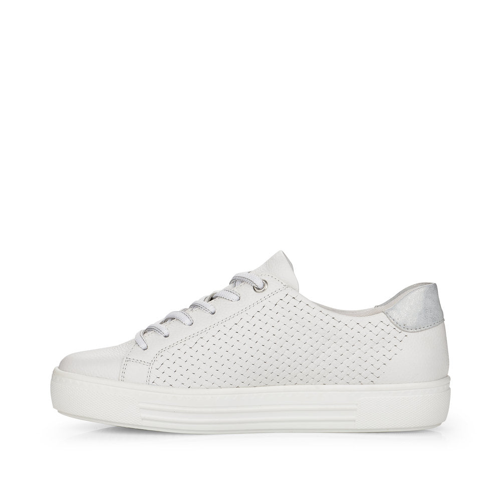 REMONTE D0916-80 - FLAT LACED/ZIP FASHION SHOE - WHITE