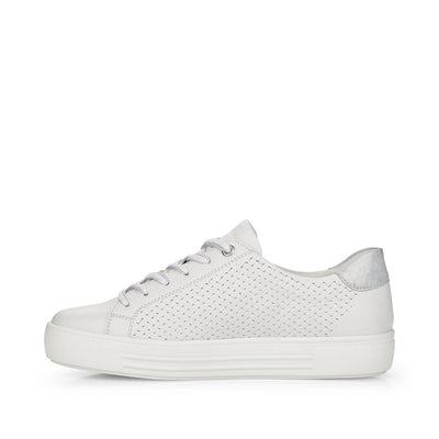 REMONTE D0916-80 - FLAT LACED/ZIP FASHION SHOE - WHITE