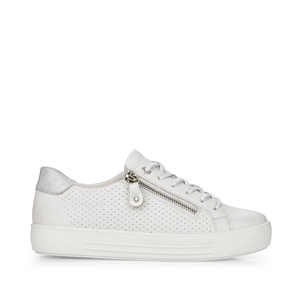 REMONTE D0916-80 - FLAT LACED/ZIP FASHION SHOE - WHITE
