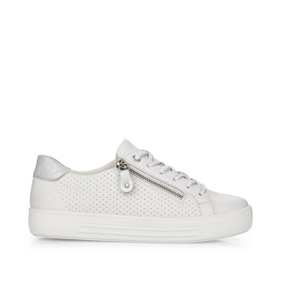 REMONTE D0916-80 - FLAT LACED/ZIP FASHION SHOE - WHITE