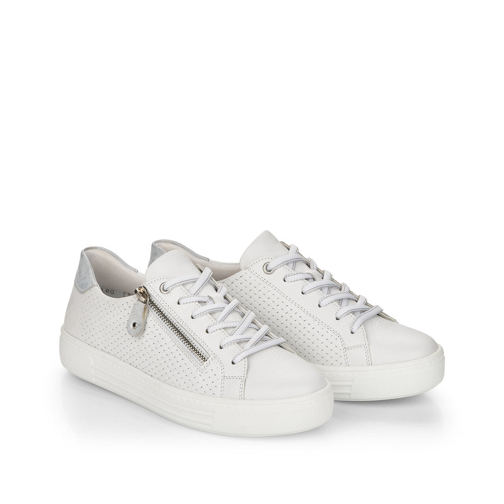 REMONTE D0916-80 - FLAT LACED/ZIP FASHION SHOE - WHITE