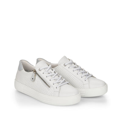 REMONTE D0916-80 - FLAT LACED/ZIP FASHION SHOE - WHITE