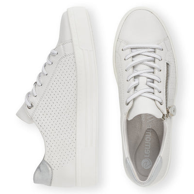 REMONTE D0916-80 - FLAT LACED/ZIP FASHION SHOE - WHITE