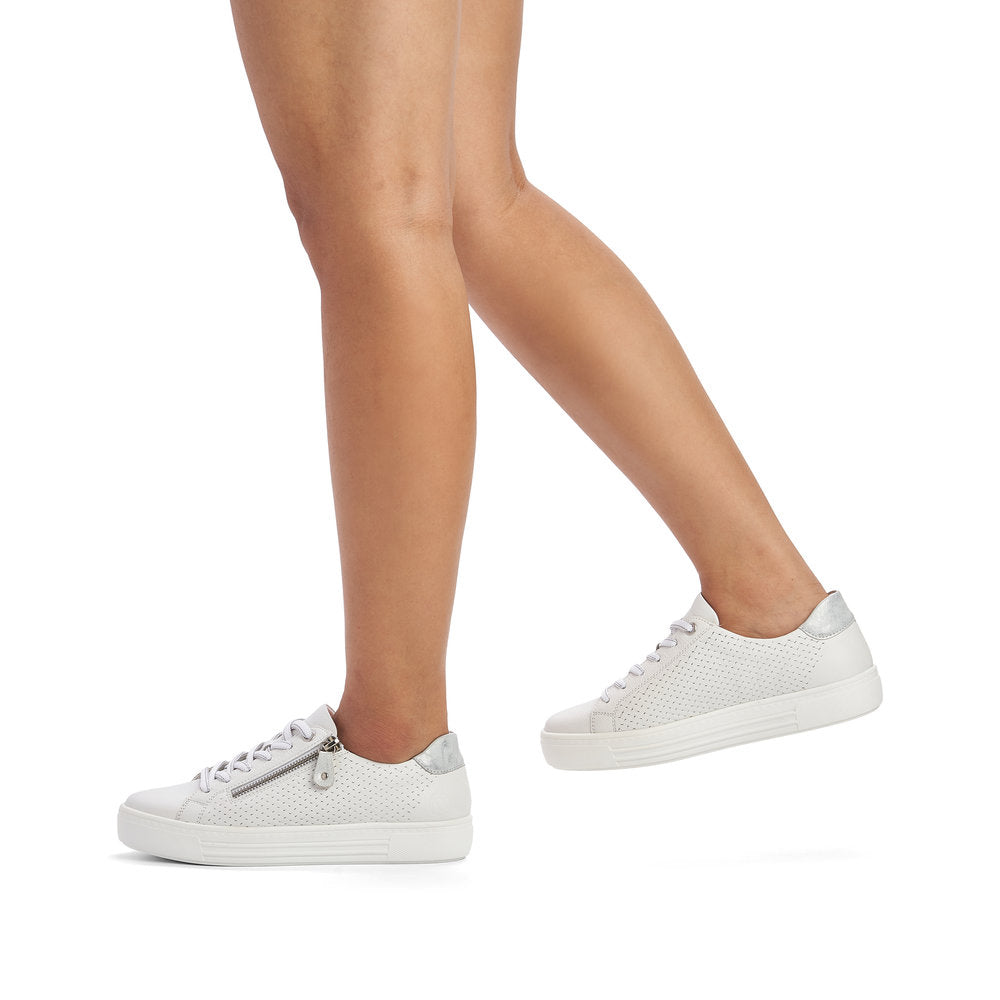REMONTE D0916-80 - FLAT LACED/ZIP FASHION SHOE - WHITE