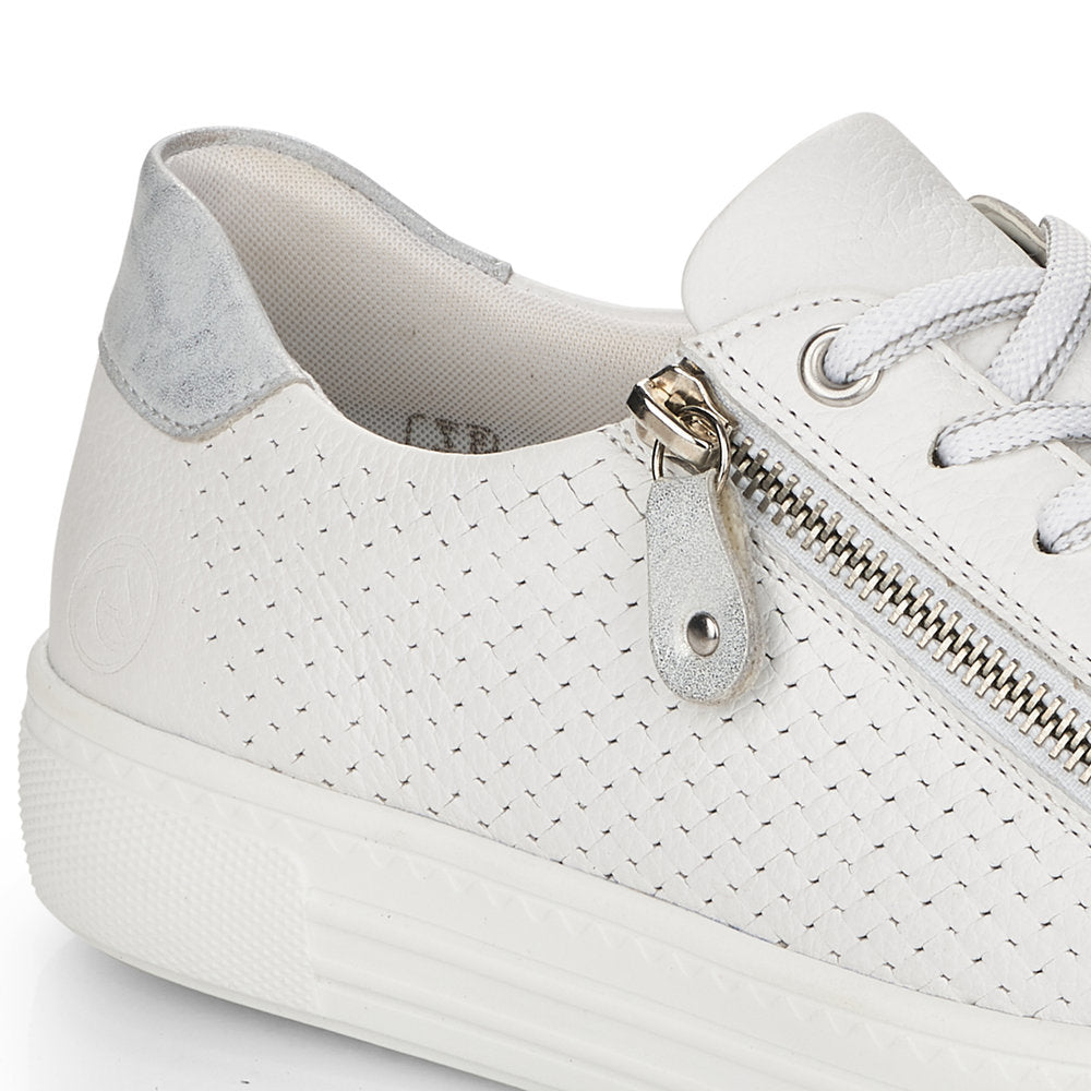 REMONTE D0916-80 - FLAT LACED/ZIP FASHION SHOE - WHITE