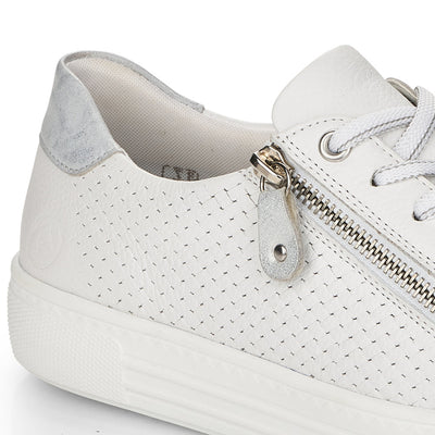 REMONTE D0916-80 - FLAT LACED/ZIP FASHION SHOE - WHITE