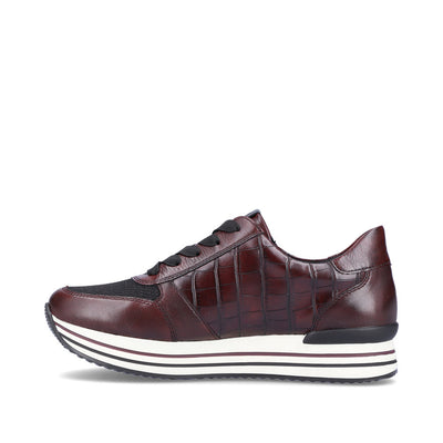 REMONTE - D1300-35 LACED FASHION SHOE WITH SIDE ZIP - BURGANDY