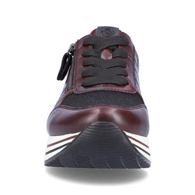 REMONTE - D1300-35 LACED FASHION SHOE WITH SIDE ZIP - BURGANDY