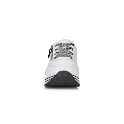 REMONTE - WEDGE LACED ZIP SHOE - WHITE/BLACK