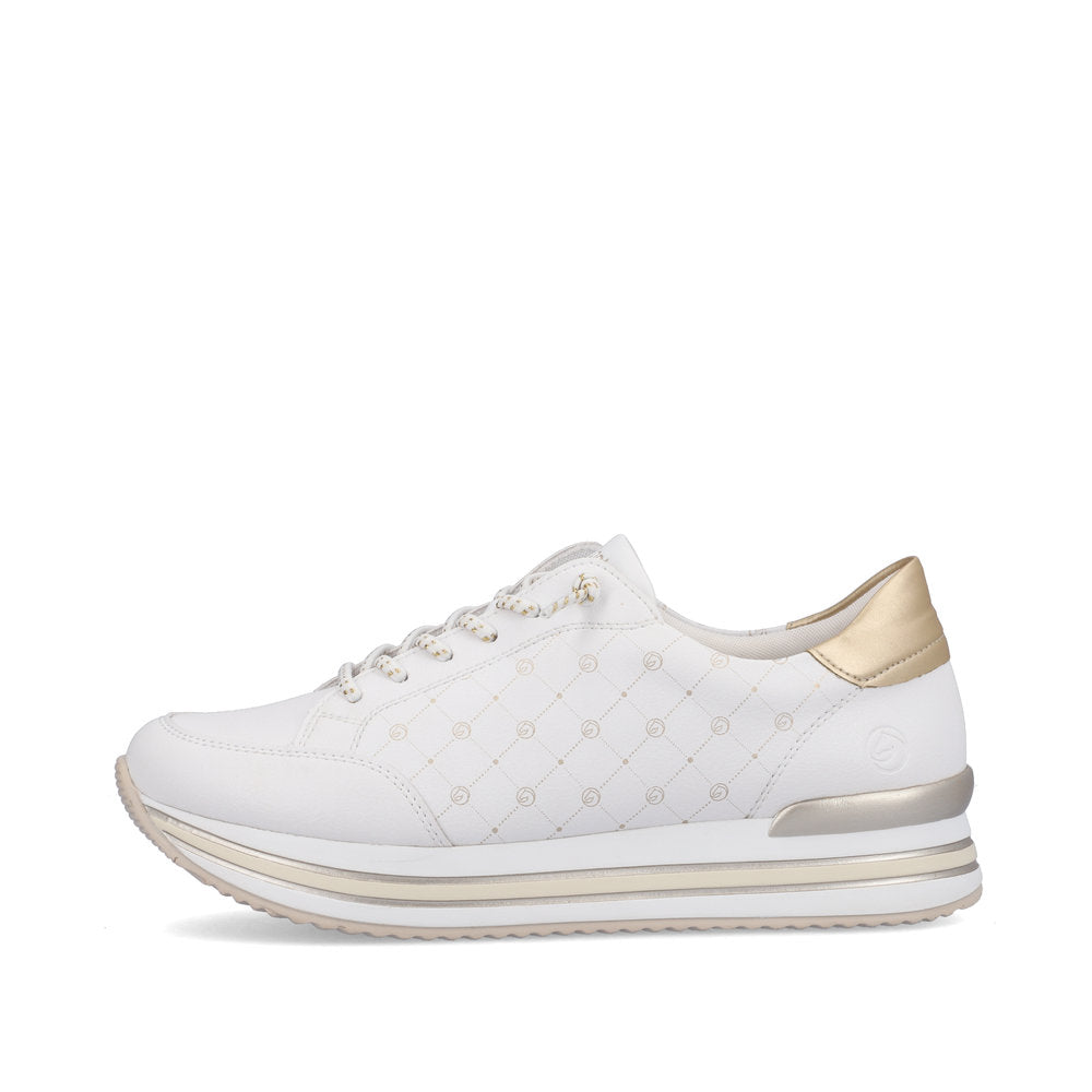 REMONTE - D1319-80 LACED PLATFORM RUNNER - WHITE/GOLD