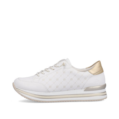 REMONTE - D1319-80 LACED PLATFORM RUNNER - WHITE/GOLD