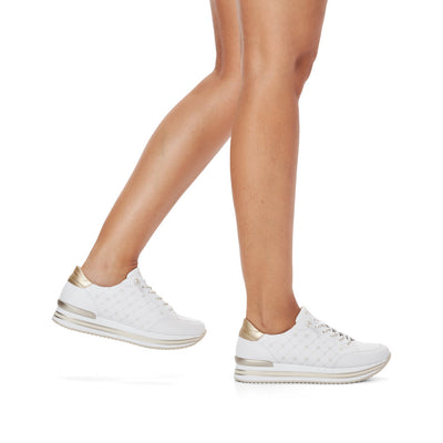 REMONTE - D1319-80 LACED PLATFORM RUNNER - WHITE/GOLD