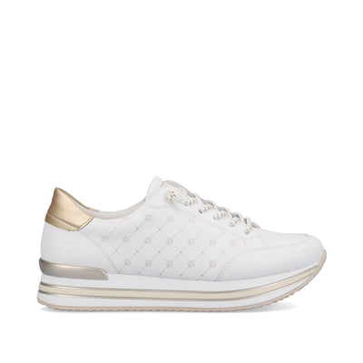REMONTE - D1319-80 LACED PLATFORM RUNNER - WHITE/GOLD