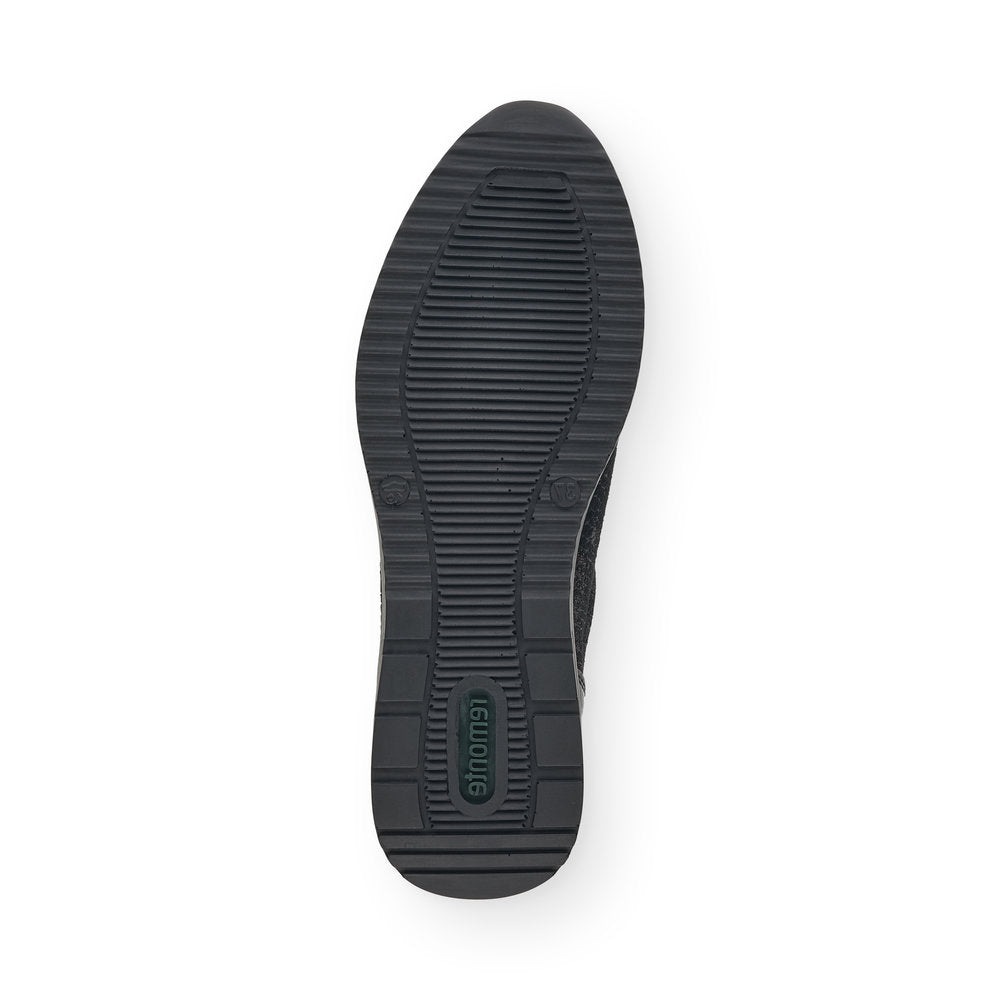 REMONTE - D2401-02 LACED WEDGE SHOE WITH ZIP - BLACK
