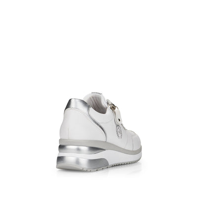 REMONTE- D2407-80 LOW WEDGE LACED/ZIP FASHION SHOE - WHITE