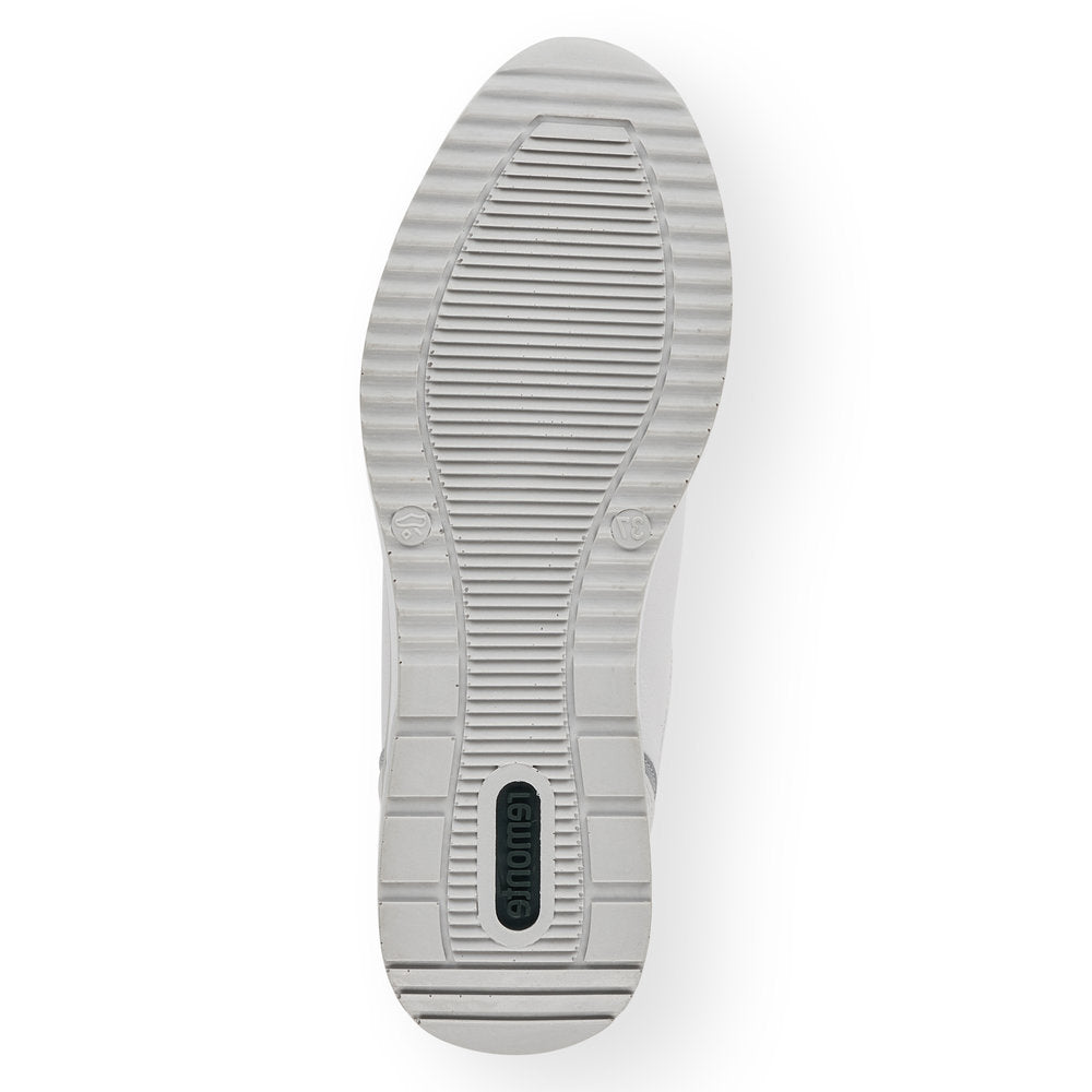 REMONTE- D2407-80 LOW WEDGE LACED/ZIP FASHION SHOE - WHITE