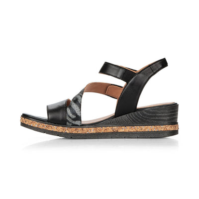 REMONTE - WEDGE COMFORT SANDAL - BLACK