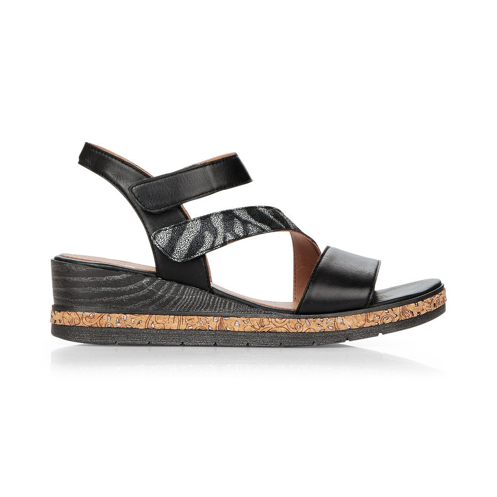 REMONTE - WEDGE COMFORT SANDAL - BLACK