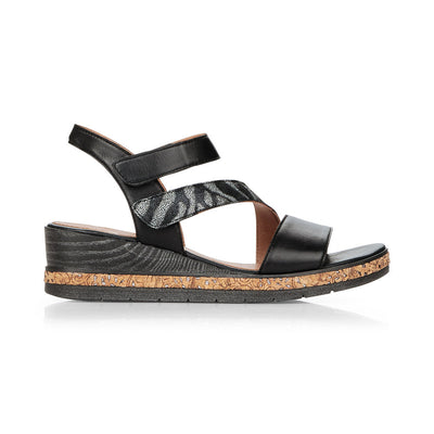 REMONTE - WEDGE COMFORT SANDAL - BLACK