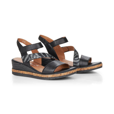 REMONTE - WEDGE COMFORT SANDAL - BLACK
