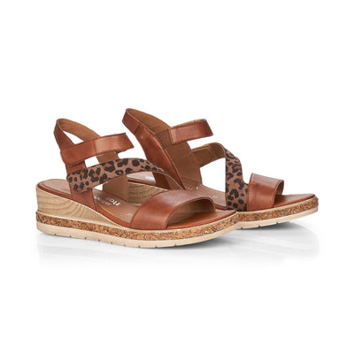REMONTE D3054-24 LADIES BROWN COMBINATION FASTENER SANDALS