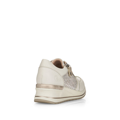 REMONTE - D3201-81- FASHION WEDGE LACED/ZIP SHOE - WHITE