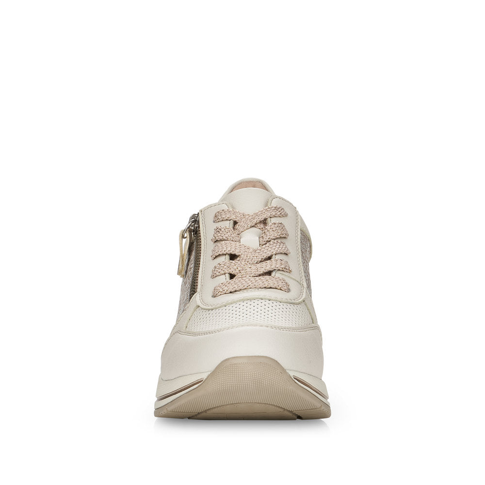 REMONTE - D3201-81- FASHION WEDGE LACED/ZIP SHOE - WHITE