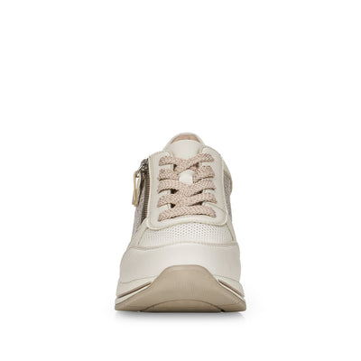 REMONTE - D3201-81- FASHION WEDGE LACED/ZIP SHOE - WHITE