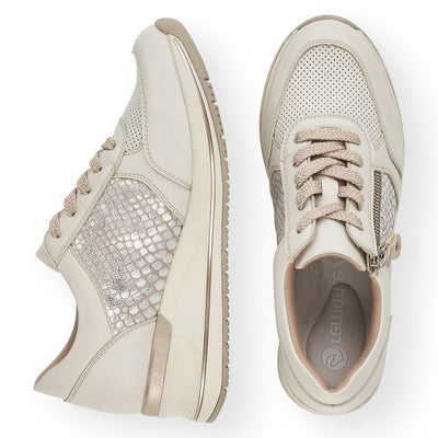 REMONTE - D3201-81- FASHION WEDGE LACED/ZIP SHOE - WHITE