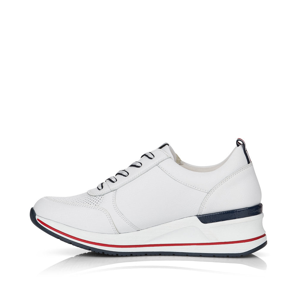 REMONTE- D3207-80 LACED FASHION SHOE WITH ZIP - WHITE/NAVY/RED