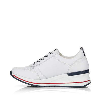 REMONTE- D3207-80 LACED FASHION SHOE WITH ZIP - WHITE/NAVY/RED