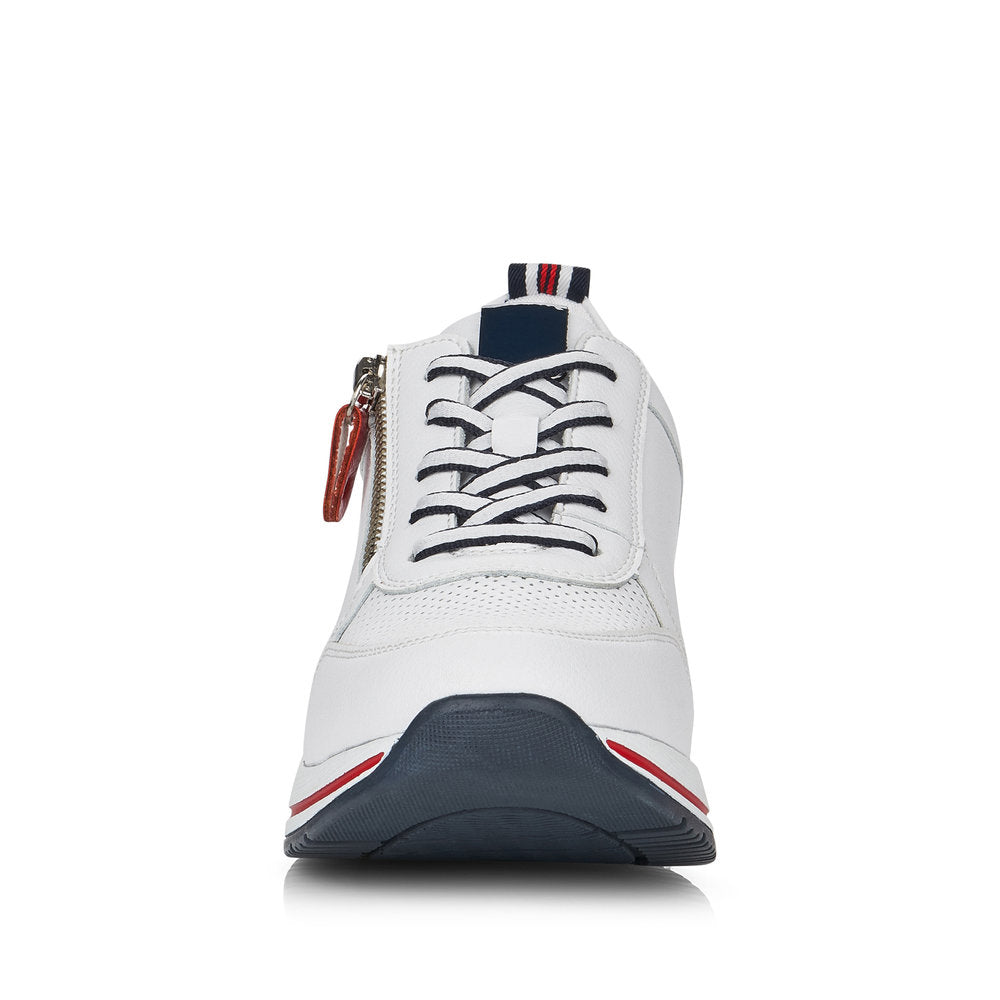 REMONTE- D3207-80 LACED FASHION SHOE WITH ZIP - WHITE/NAVY/RED