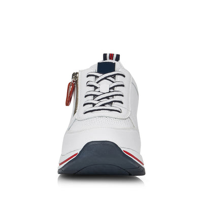 REMONTE- D3207-80 LACED FASHION SHOE WITH ZIP - WHITE/NAVY/RED