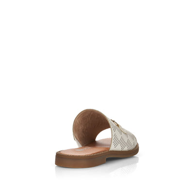 REMONTE - D3670-80 FLAT MULE WITH GOLD DETAIL - CREAM LEATHER